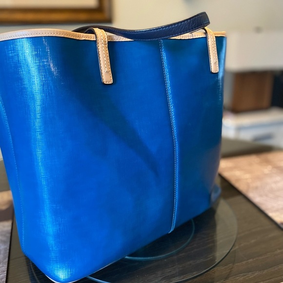 Coach Vibrant Blue and Cream Tote Bag - Picture 4 of 8